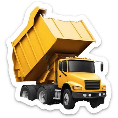 dump truck, dumping out pictures all over the ground sticker