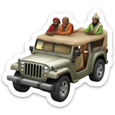 Jeep with three wise men sticker
