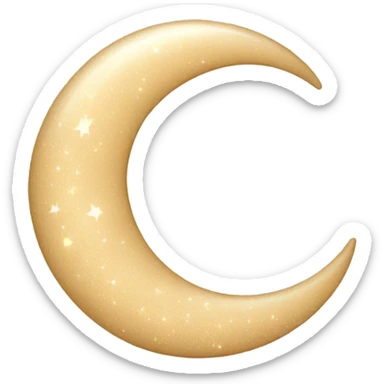 Sparkly glossy beige crescent moon sticker