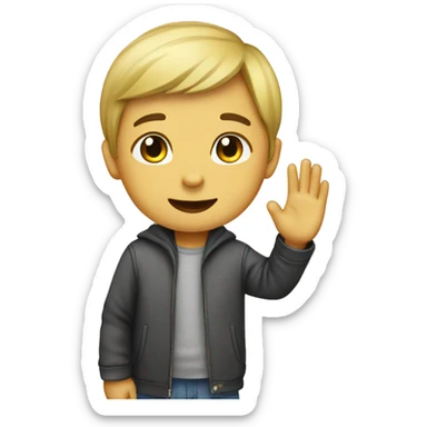 boy giving good bye sticker