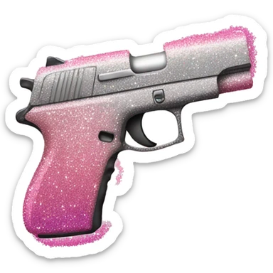 Pink ombre handgun with glitter  sticker
