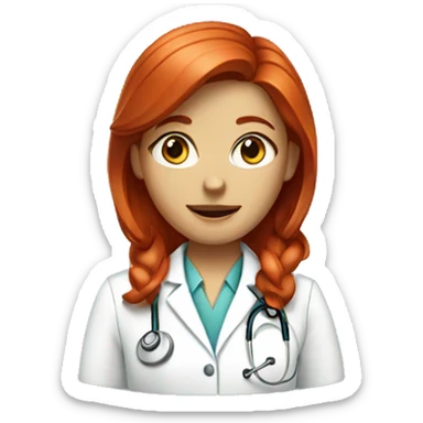 Red headed doctor girl sticker