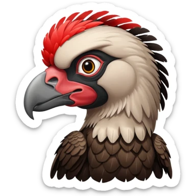 mature vulture with black and red feathers looking straight ahead. sticker