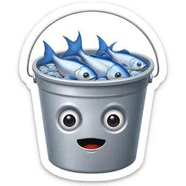 dead fishes in bucket sticker