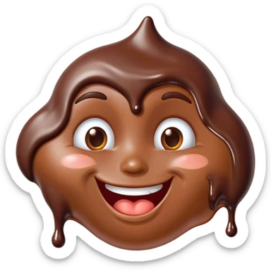 a melting chocolate face with a cheeky grin sticker