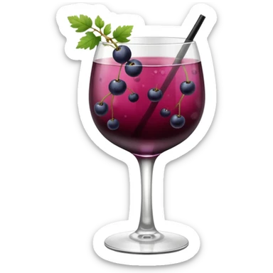Fancy Wine glass cocktail with black currant berries  sticker