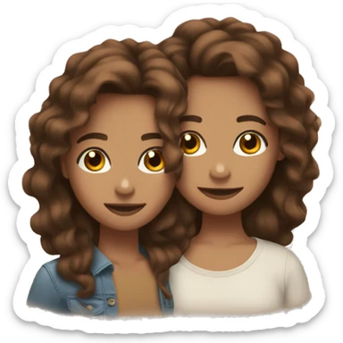 three bestfriends with brown hair and brown eyes sticker