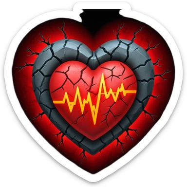 heart with dark fog and glowing cracks sticker
