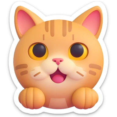 sad cat emoji, teary eyes, round face sticker