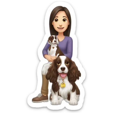Springer spaniel with owner mom and dad sticker