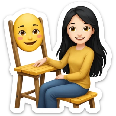 a yellow woman sitting on a chair sticker
