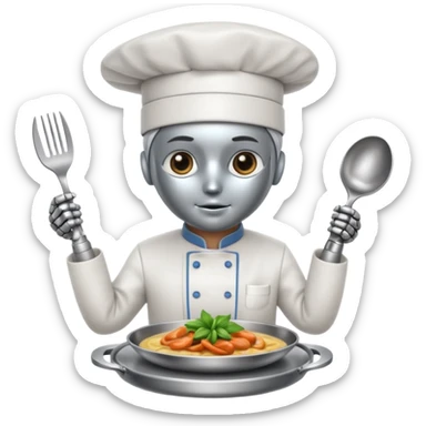 obot chef preparing a gourmet meal sticker