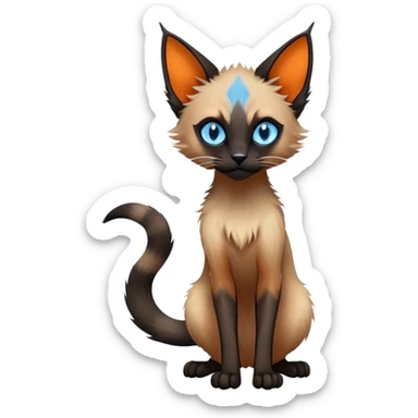 Colorful exotic Fantasy-Siamese-Fakémon-Lykoi-feline-hybrid (full body) sticker