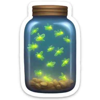 glowing jar filled with glowing flies sticker