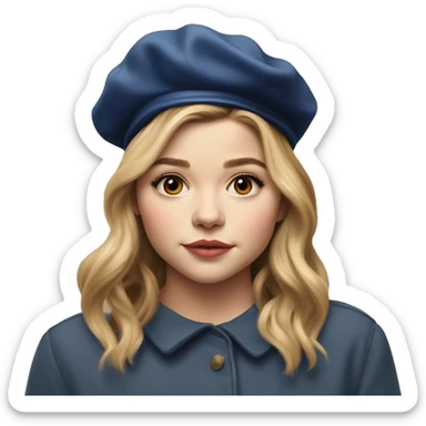Chloe grace moretz painting while wearing a beret sticker