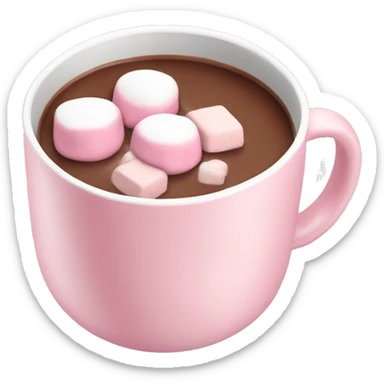 Light Pink mug of hot chocolate with marshmallows  sticker