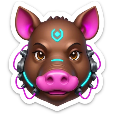 cyberpunk hog with neon sticker