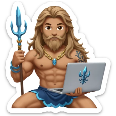 Poseidon with laptop sticker