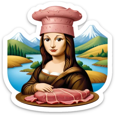 pop art warhol style monalisa SPAM meat slop landscape  sticker