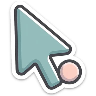 mouse cursor arrow with a short wide base, thin clean outlines, soft rounded shapes, pastel palette #98B5BC, #B5B3C1, #C9A3C9, #E4C0CA, #F7DCD1, #F7C0AA, detailed shadows and highlights, soft lighting, transparent background sticker