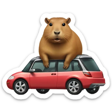 Capybara rich with cars sticker