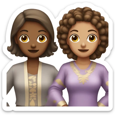 two brown skinned and brown haired girls dressed up as taro sticker