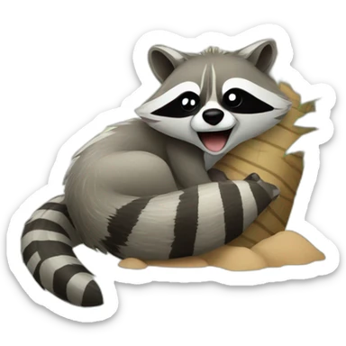 raccoon resting under a palm tree sticker