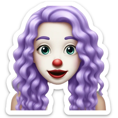 Lavender Clown Girl Long Hair Pretty  sticker