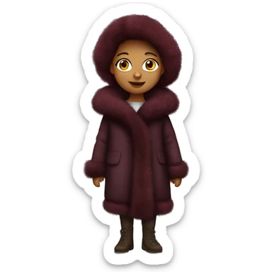 Burgundy haired girl wearing full length fur coat sticker
