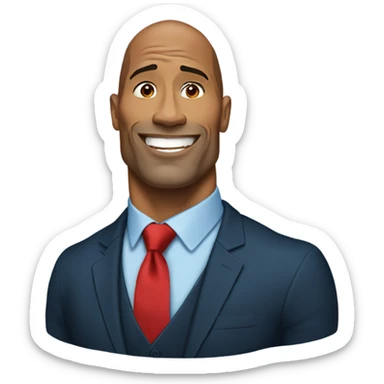 Dwayne Johnson wearing a red dress and a blue tie sticker