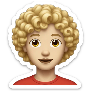 boy with blonde curly hair and brown eyes and white skin and red lips  sticker