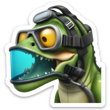 Dinosaur with a scuba diving mask sticker