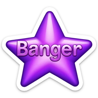 The word "banger" surrounded by purple stars sticker