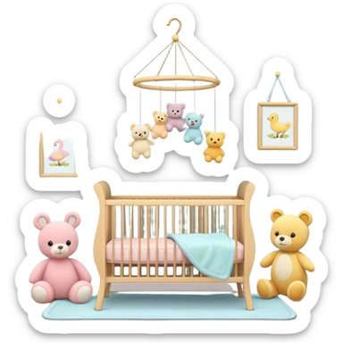 baby room, Nursery with pastel walls and hanging mobile sticker