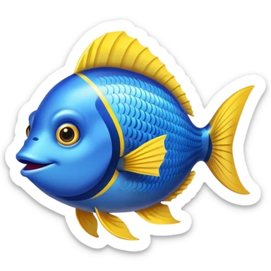 blue happy fish looking right sticker