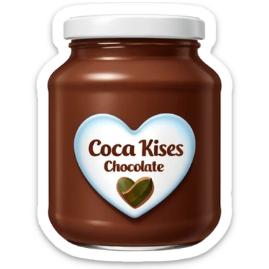 Jar of hazelnut chocolate spread and make the label say cocoa kisses with a white lid sticker