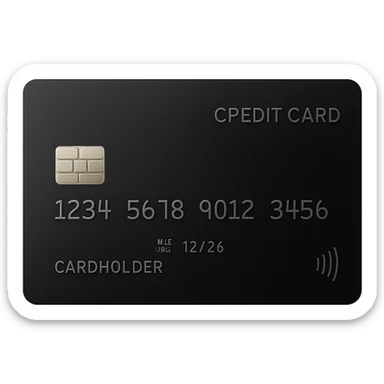 premium black credit card, shiny, elegant, minimal details sticker