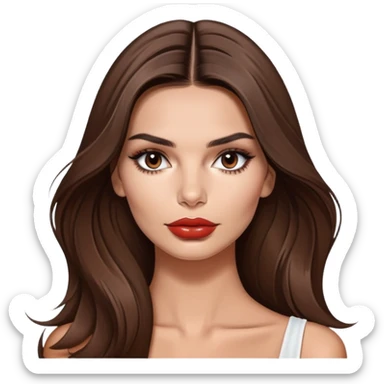 Emily Ratajkowski, model with long brown hair and full lips sticker