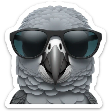 African grey parrot wearing black sunglasses sticker