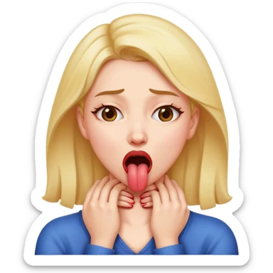 woman choking self out with hands around neck and tongue out sticker