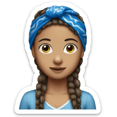 Brunette girl with braids and blue bandana sticker