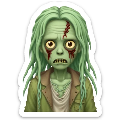 The zombie emoji with long locs sticker