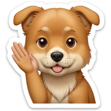 Dog with human hand shushing sticker