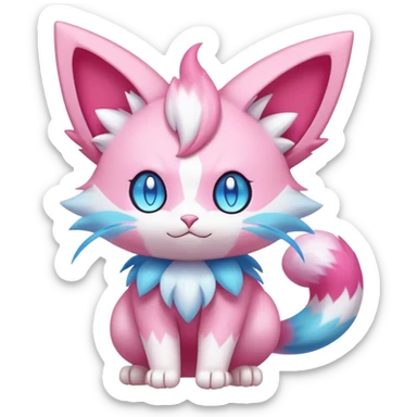 Shiny Magical Elemental Colorful Exotic Skitty-Delcatty-Pokémon-Fakémon-hybrid-creature (full body) sticker