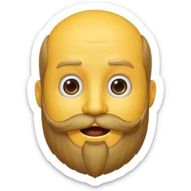 A yellow smiley emoji with a beard growing out of the top of his head sticker