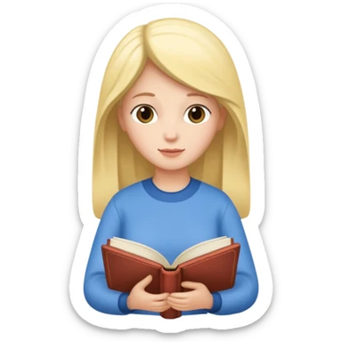 Mary reading a book sticker
