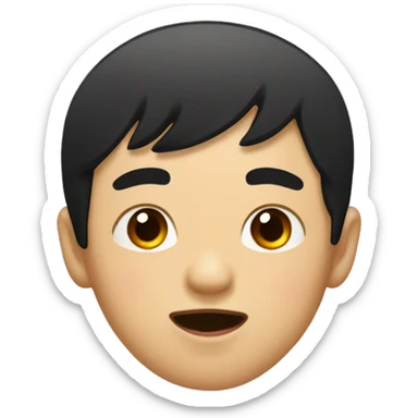 cute asian male with  brown eyes and black bangs, sticking out his tongue sticker