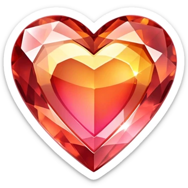 Romantic warm-colored sparkling heart gem sticker