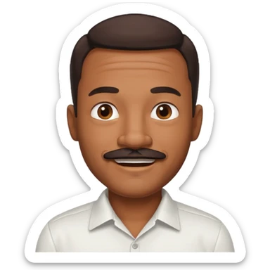 black dad with chin mustache smile warmly in white shirt sticker