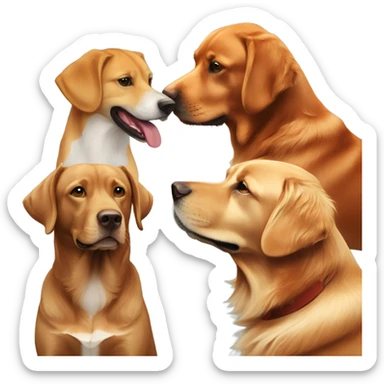 Couple and fox red Labrador and golden retriever  sticker